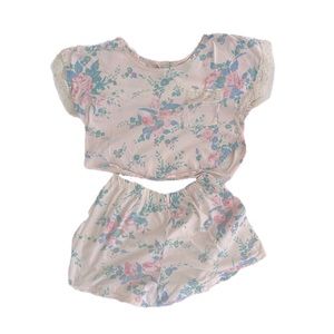 COPY - Vintage Peach Floral Lace Sleeve Pajama Set